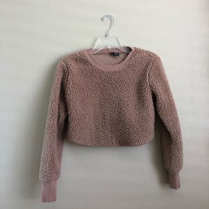 cropped brown teddy bear sweater